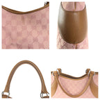 Gucci Pink Brown Silver GG Canvas Leather Tote Shoulder Bag — view 6
