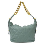 Chanel Quilted Shoulder Bag Leather Green Gold Chain — view 2