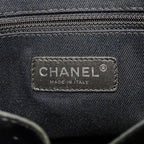 Chanel Quilted Tote Caviar Leather Black Silver Chain Large — view 6