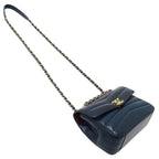Chanel Shoulder Bag Leather Blue Green Gold Chain — view 4