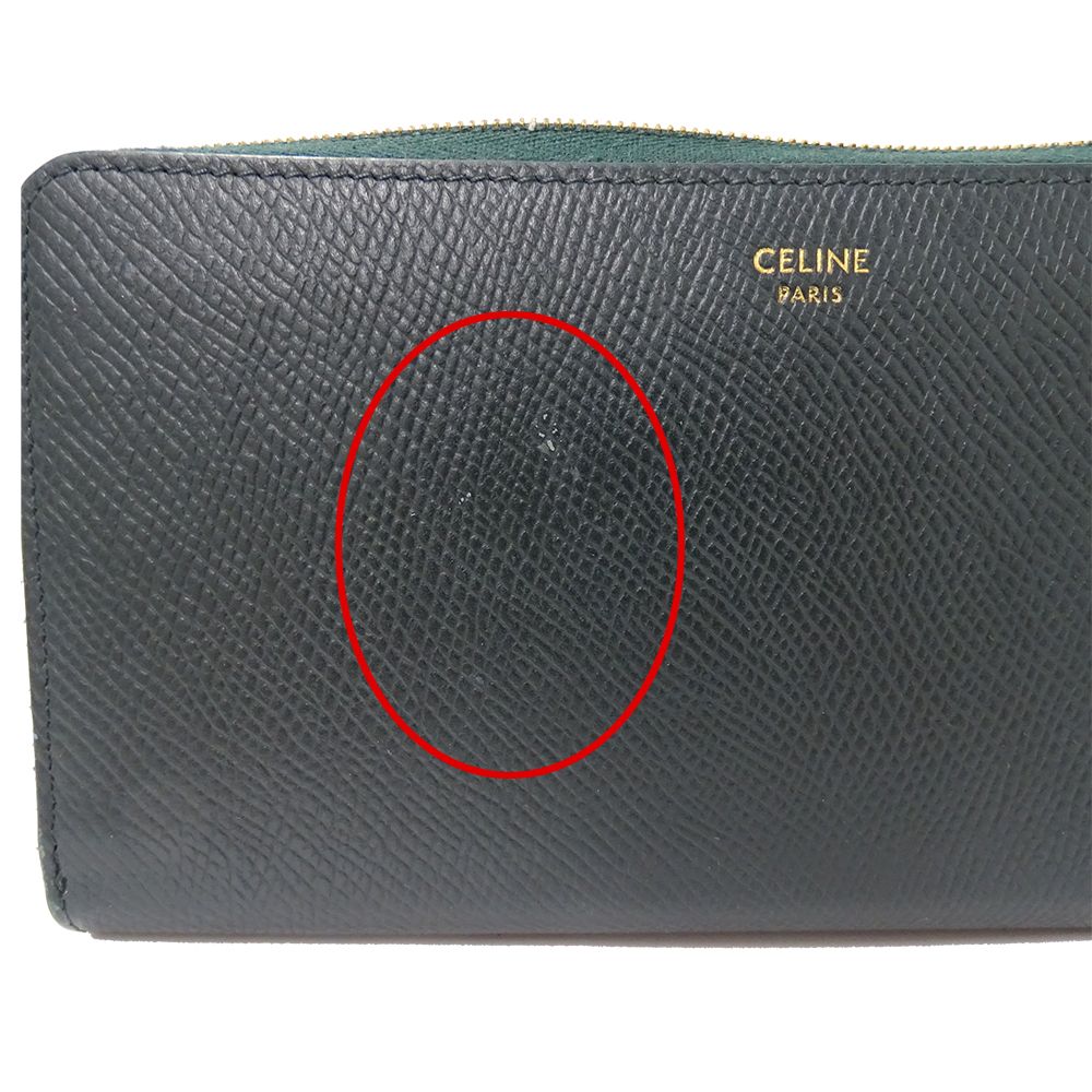 Celine Wallet Leather Moss Green Zip Around Simple — view 7