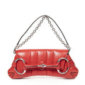 Gucci Horsebit Chain Red Matelasse Wave Leather Messenger Bag