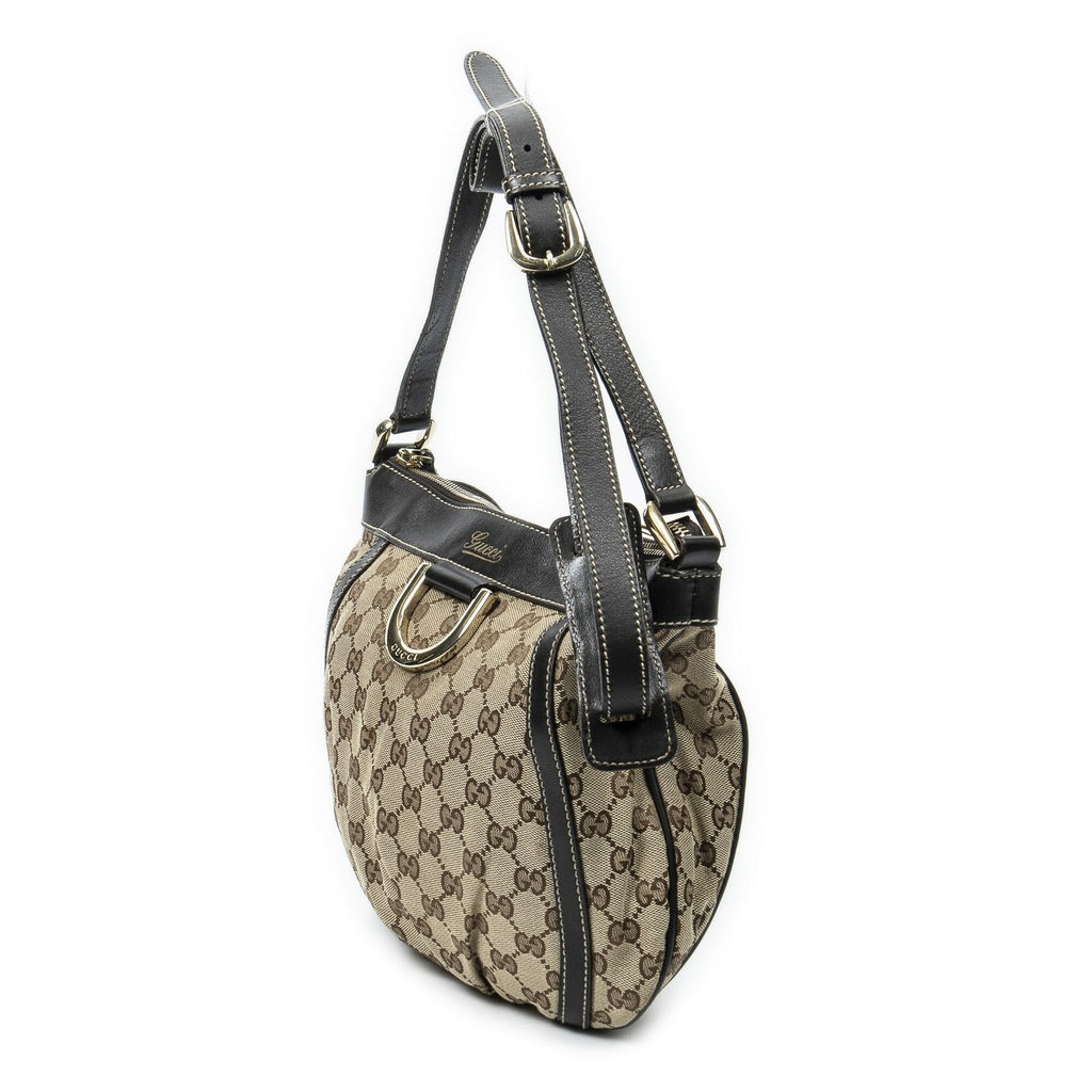 Gucci Abbey Shoulder Bag Beige Dark Brown GG Canvas — view 2