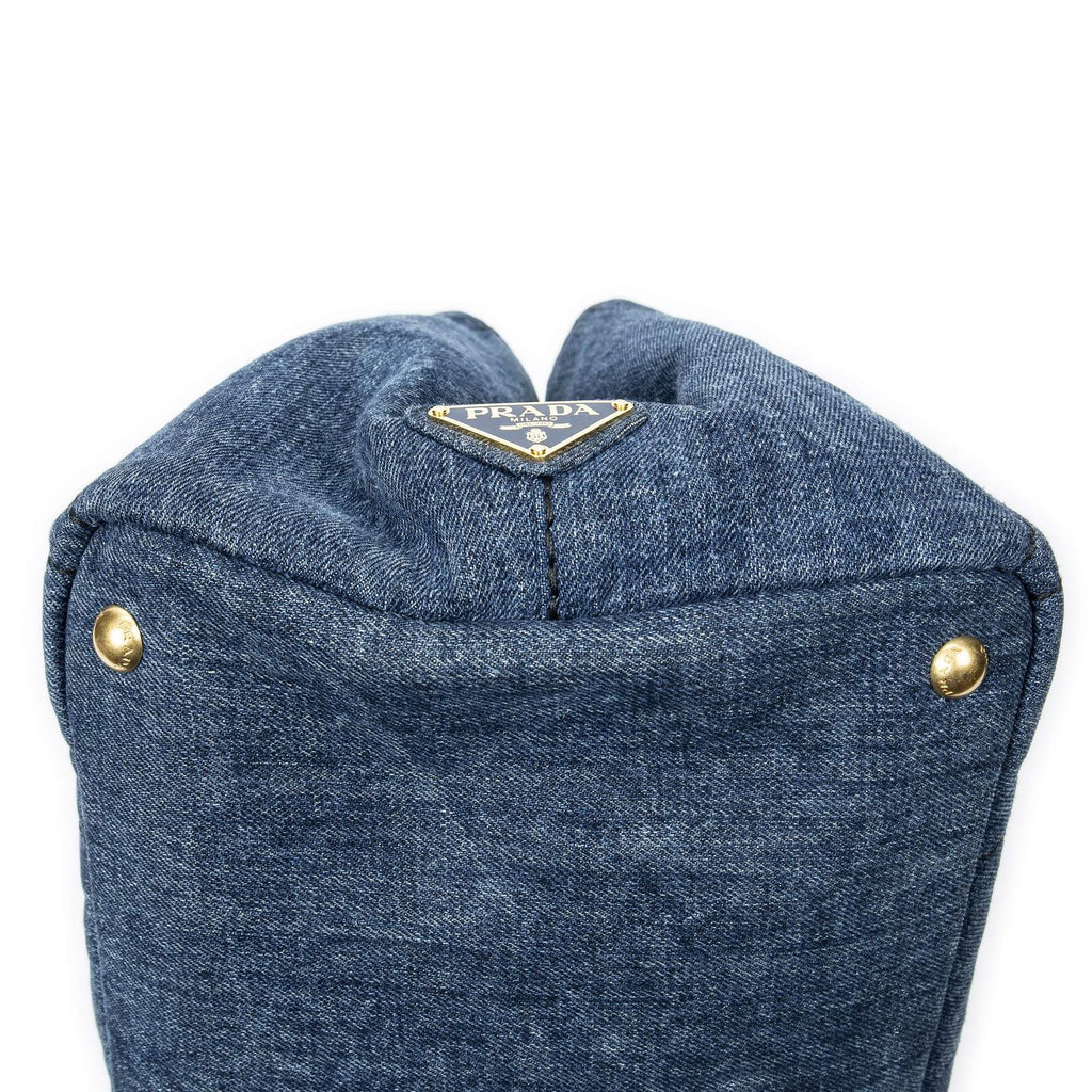 Prada Canapa Tote Blue Denim Canvas — view 8