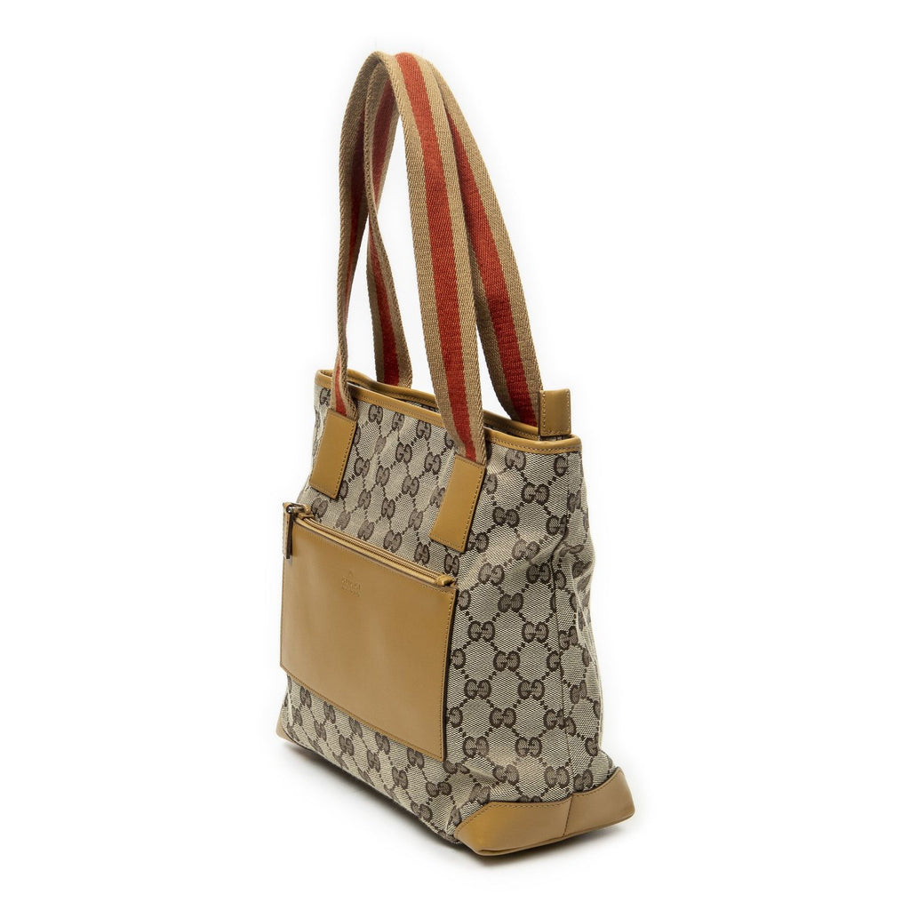 Gucci Front Pocket Zip Tote Beige Tan GG Canvas — view 2