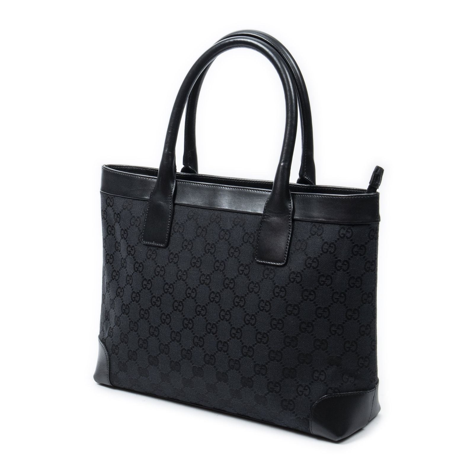 Gucci Zip Shopping Tote Black GG Canvas — view 2