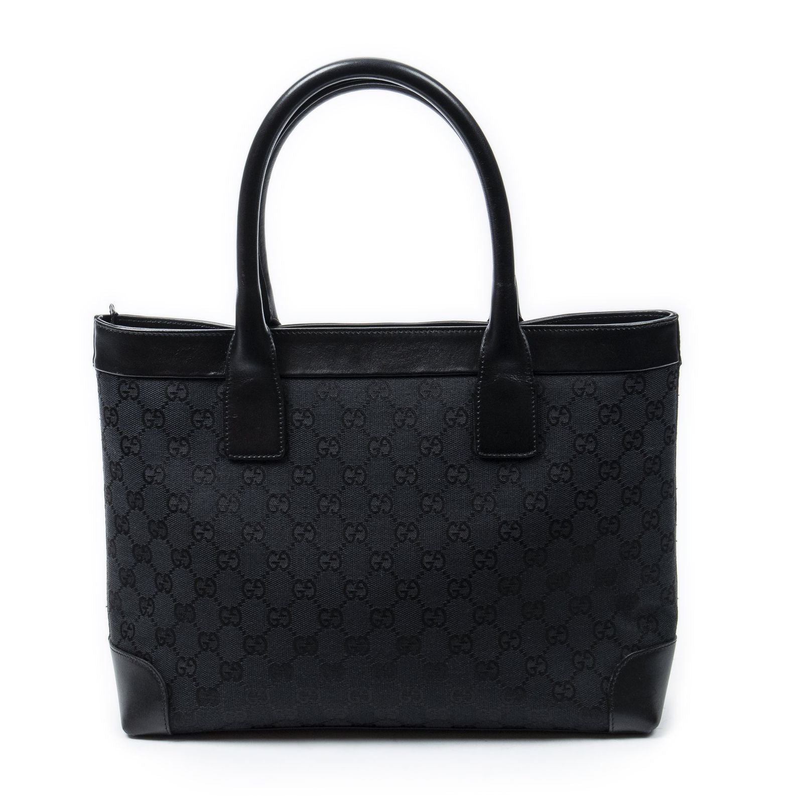 Gucci Zip Shopping Tote Black GG Canvas — view 5