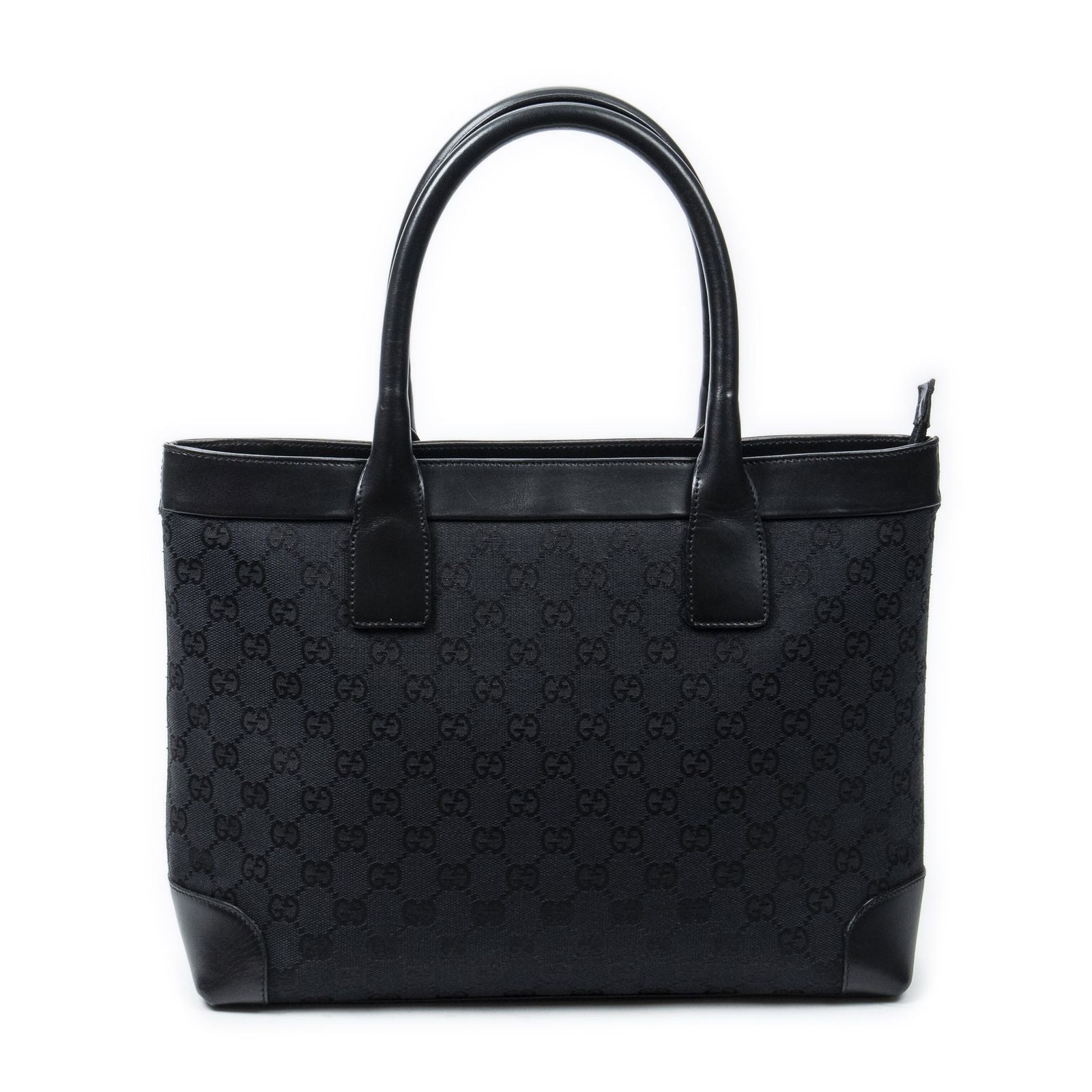 Gucci Zip Shopping Tote Black GG Canvas