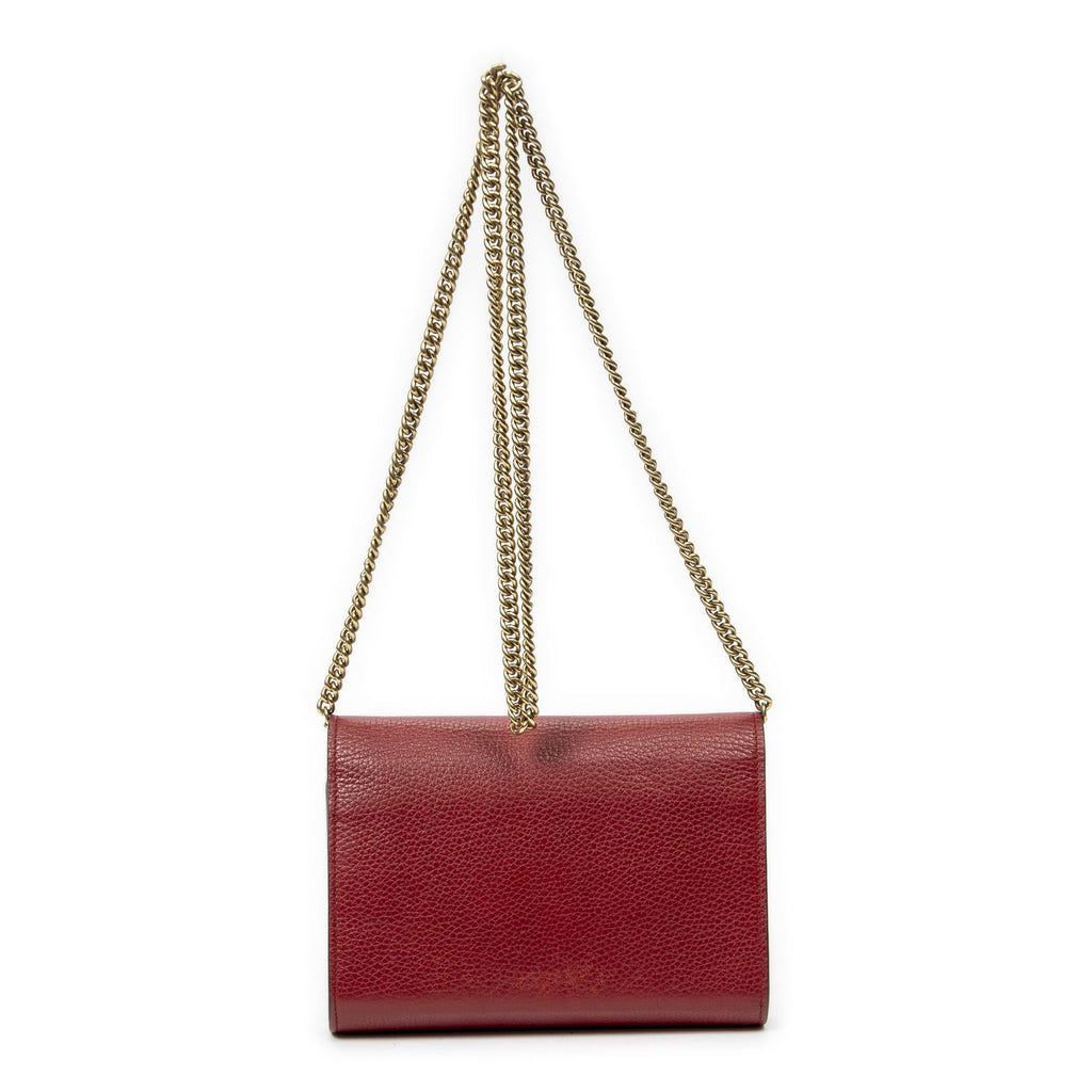 Gucci GG Marmont Wallet on Chainred Gray Calfskin Leather — view 5