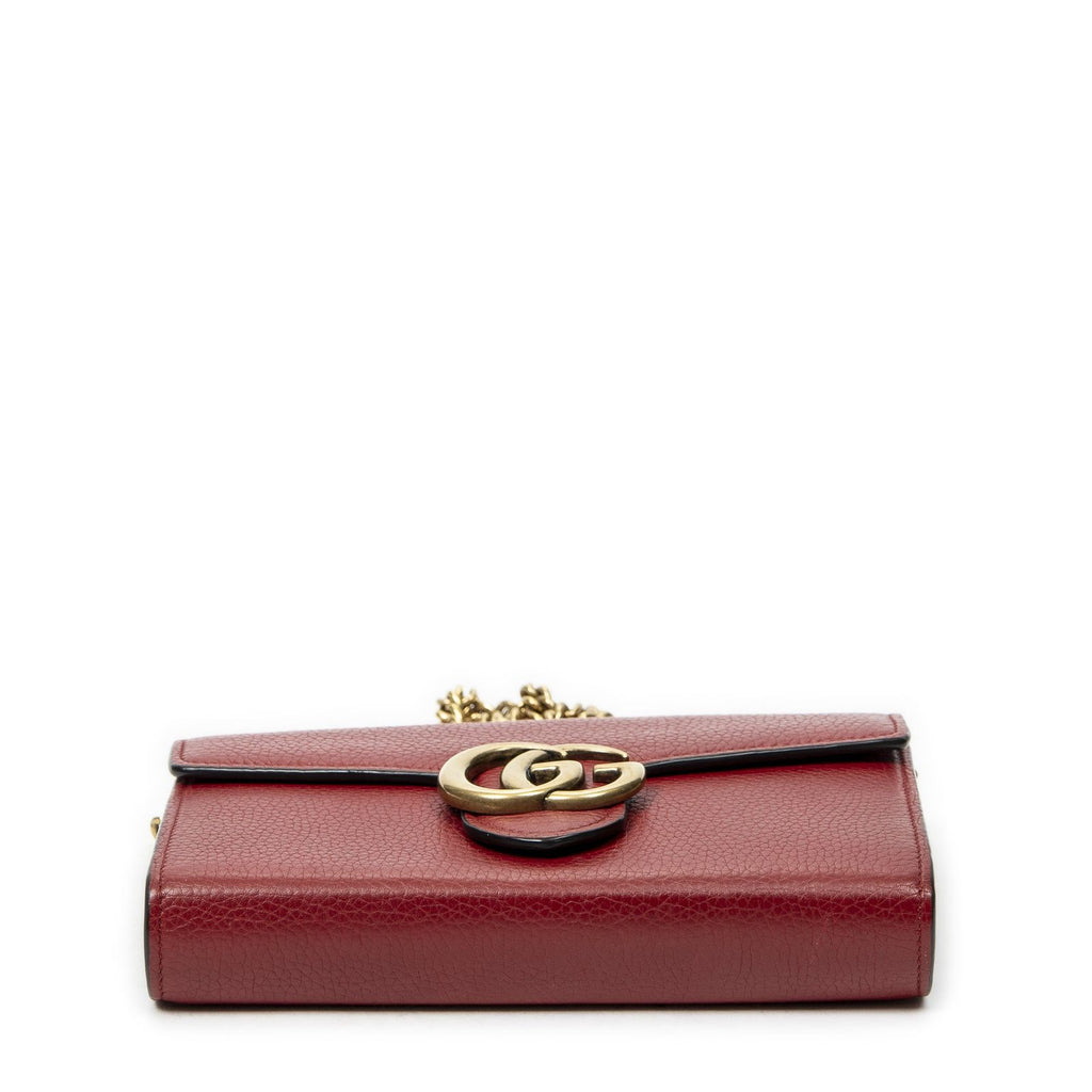 Gucci GG Marmont Wallet on Chainred Gray Calfskin Leather — view 6