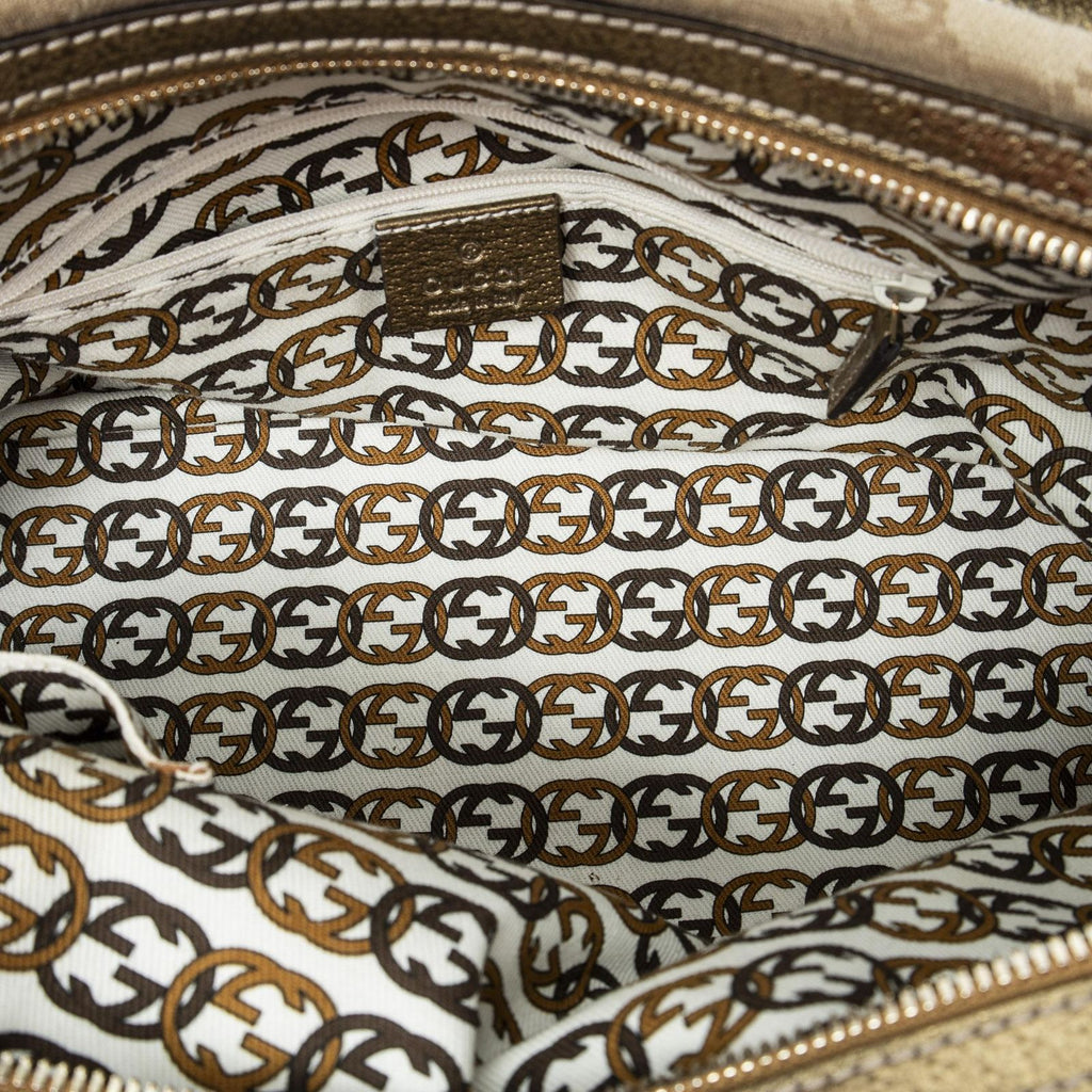 Gucci Princi Boston Beige Gold GG Canvas Messenger Bag — view 9