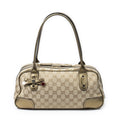 Gucci Princi Boston Beige Gold GG Canvas Messenger Bag