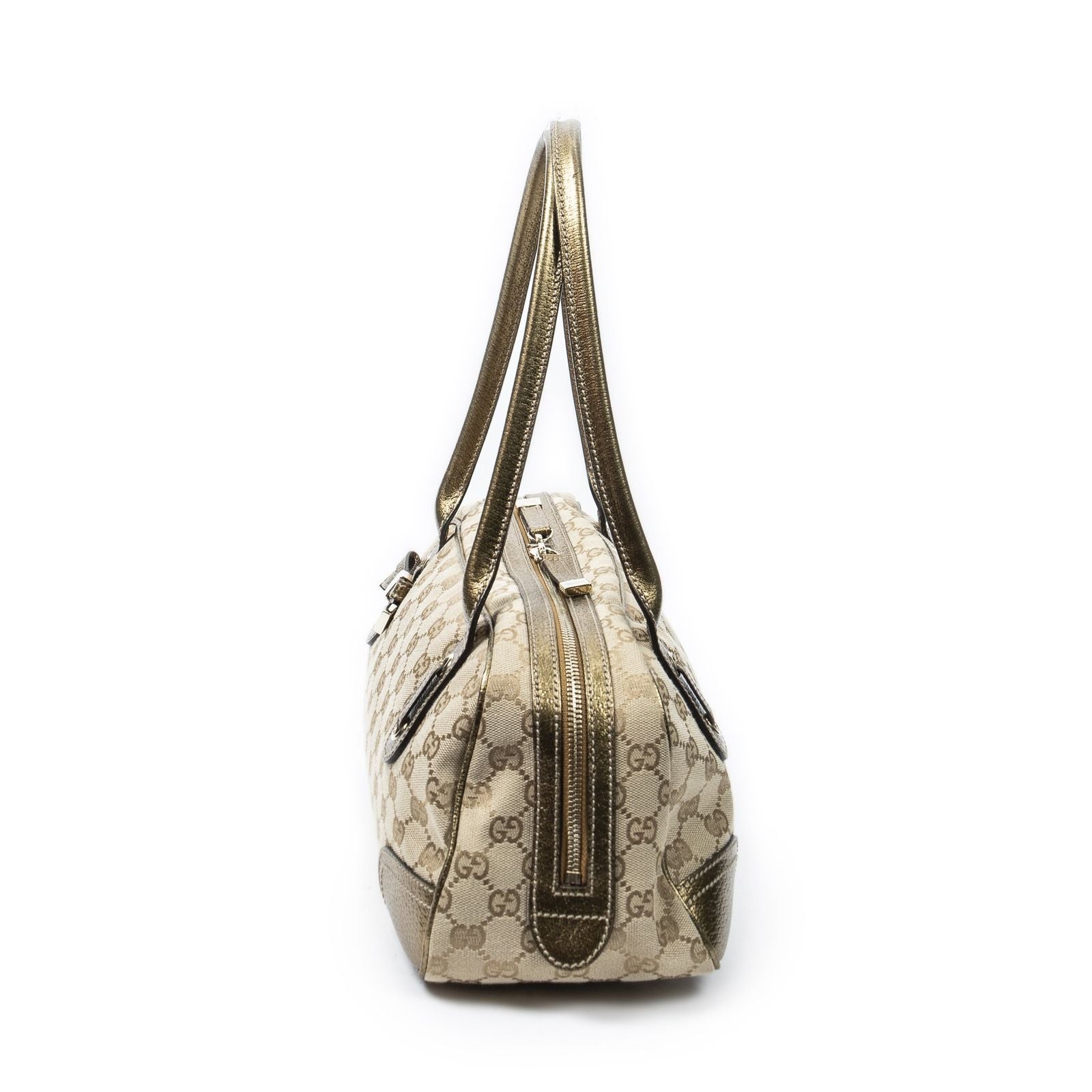 Gucci Princi Boston Beige Gold GG Canvas Messenger Bag — view 3