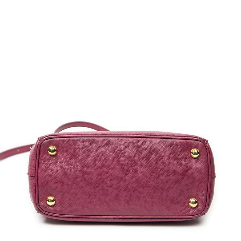 Prada Large Double Zip Galleria Tote Fuchsia Pink Saffiano Leather — view 6