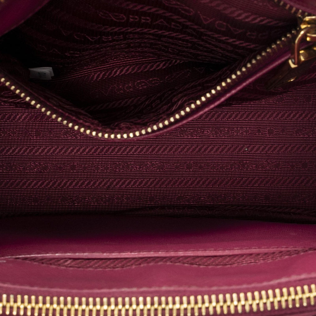 Prada Large Double Zip Galleria Tote Fuchsia Pink Saffiano Leather — view 9