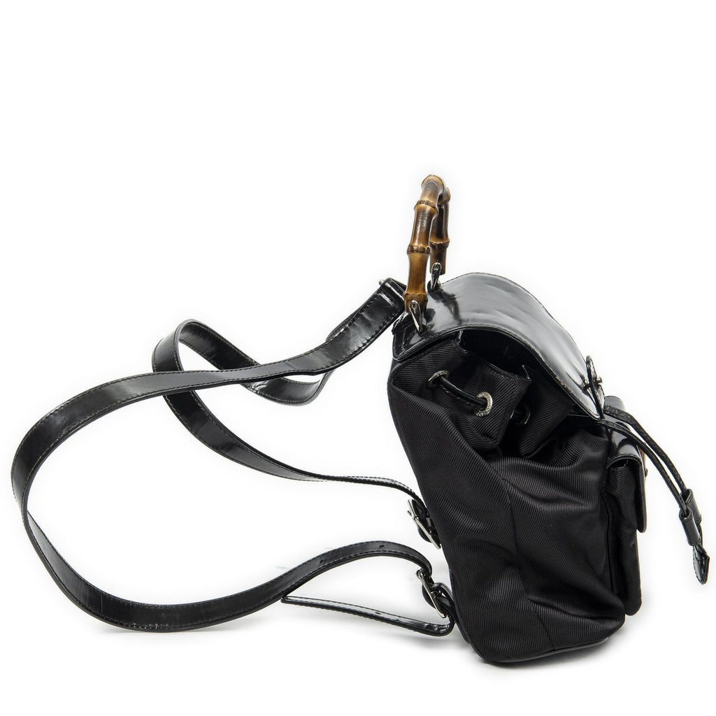 Gucci Mini Bamboo Backpack Sac Black Nylon Canvas — view 4