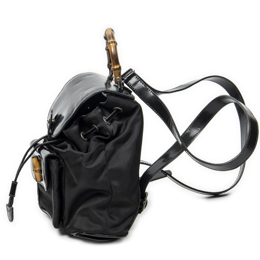 Gucci Mini Bamboo Backpack Sac Black Nylon Canvas — view 3