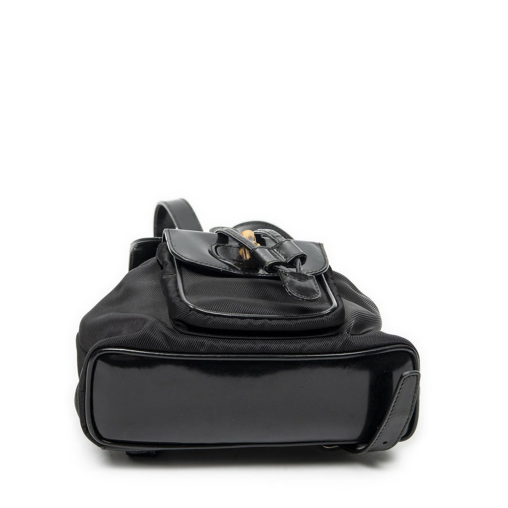 Gucci Mini Bamboo Backpack Sac Black Nylon Canvas — view 6
