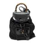 Gucci Mini Bamboo Backpack Sac Black Nylon Canvas
