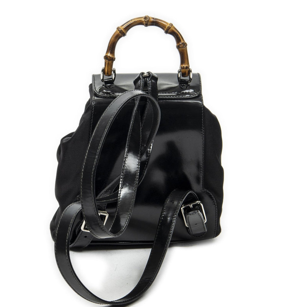 Gucci Mini Bamboo Backpack Sac Black Nylon Canvas — view 5