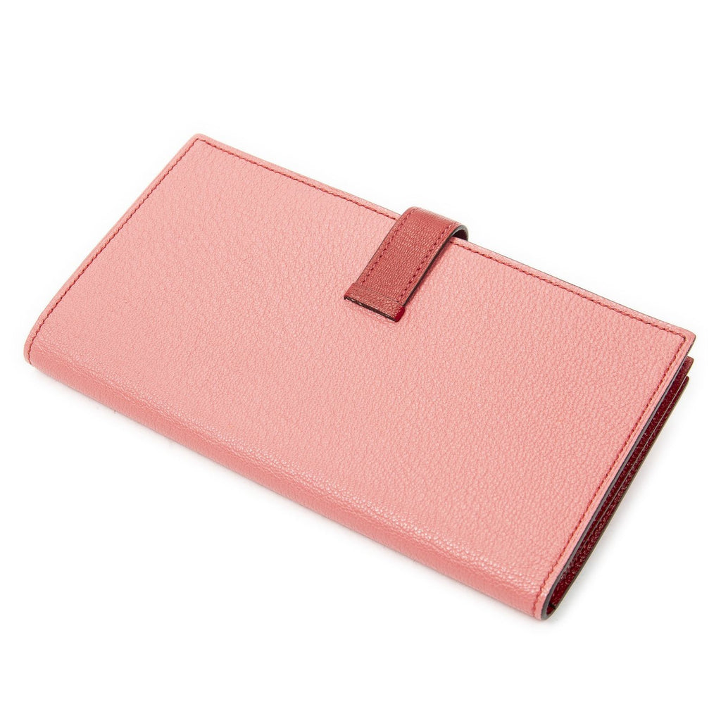 Hermes Bearn Wallet Pink Red Chable My Sole Leather — view 2