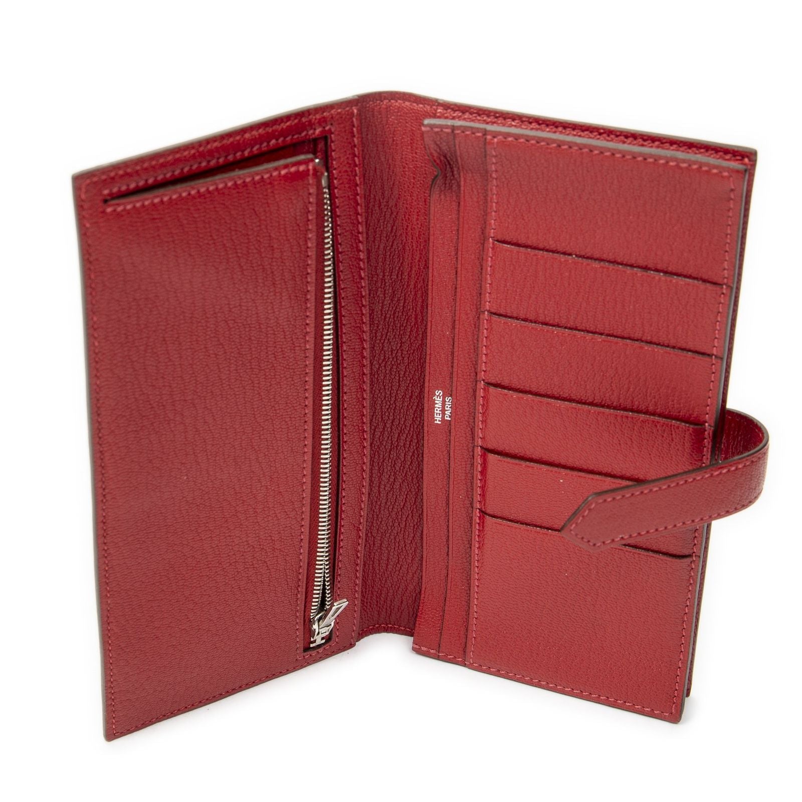 Hermes Bearn Wallet Pink Red Chable My Sole Leather — view 4