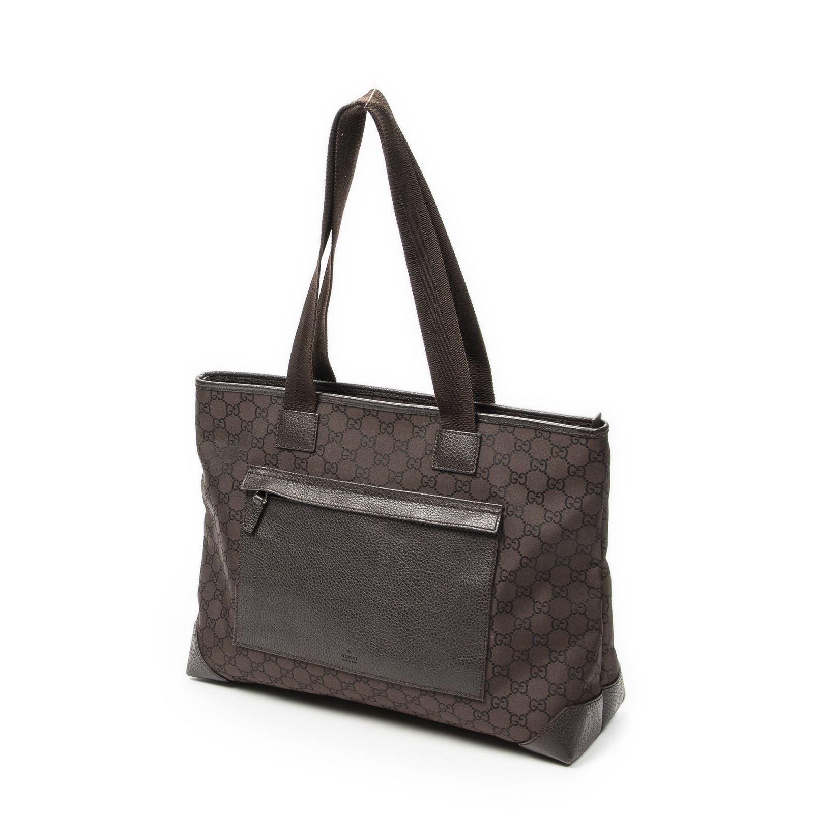Gucci Front Pocket Tote Dark Brown GG Nylon Canvas — view 2