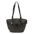 Celine Vintage Shoulder Zip Tote Black Brown Macadam Canvas