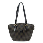 Celine Vintage Shoulder Zip Tote Black Brown Macadam Canvas
