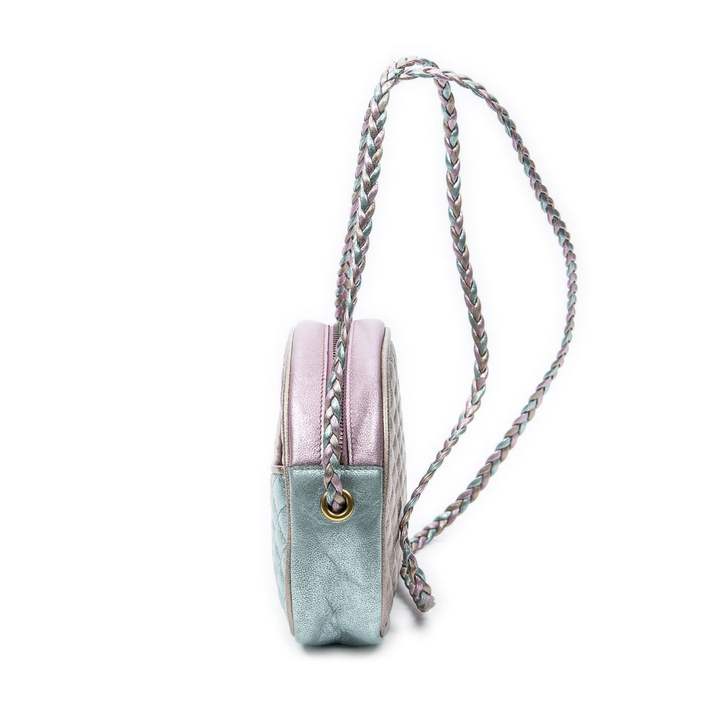 Gucci Trapuntata Mini Camera Crossbody Light Pink Light Blue Matelasse Metallic — view 3