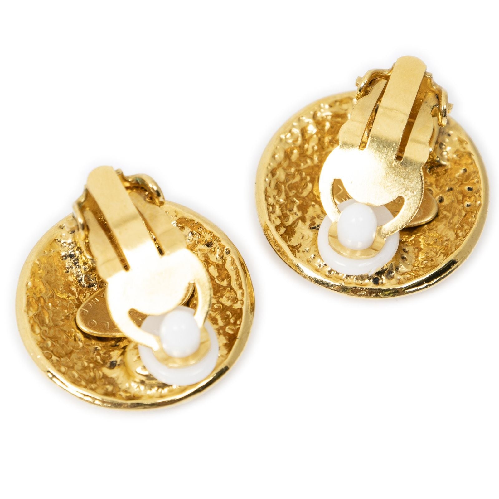Chanel CC Logo Round Clip Type Earrings Gold Plated — view 2
