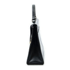 Gucci Vintage Push Lock Top Handle Black Smooth Scarf Skin Leather — view 3