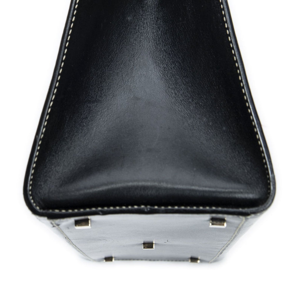 Gucci Vintage Push Lock Top Handle Black Smooth Scarf Skin Leather — view 7