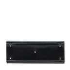 Gucci Vintage Push Lock Top Handle Black Smooth Scarf Skin Leather — view 6