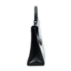 Gucci Vintage Push Lock Top Handle Black Smooth Scarf Skin Leather — view 4