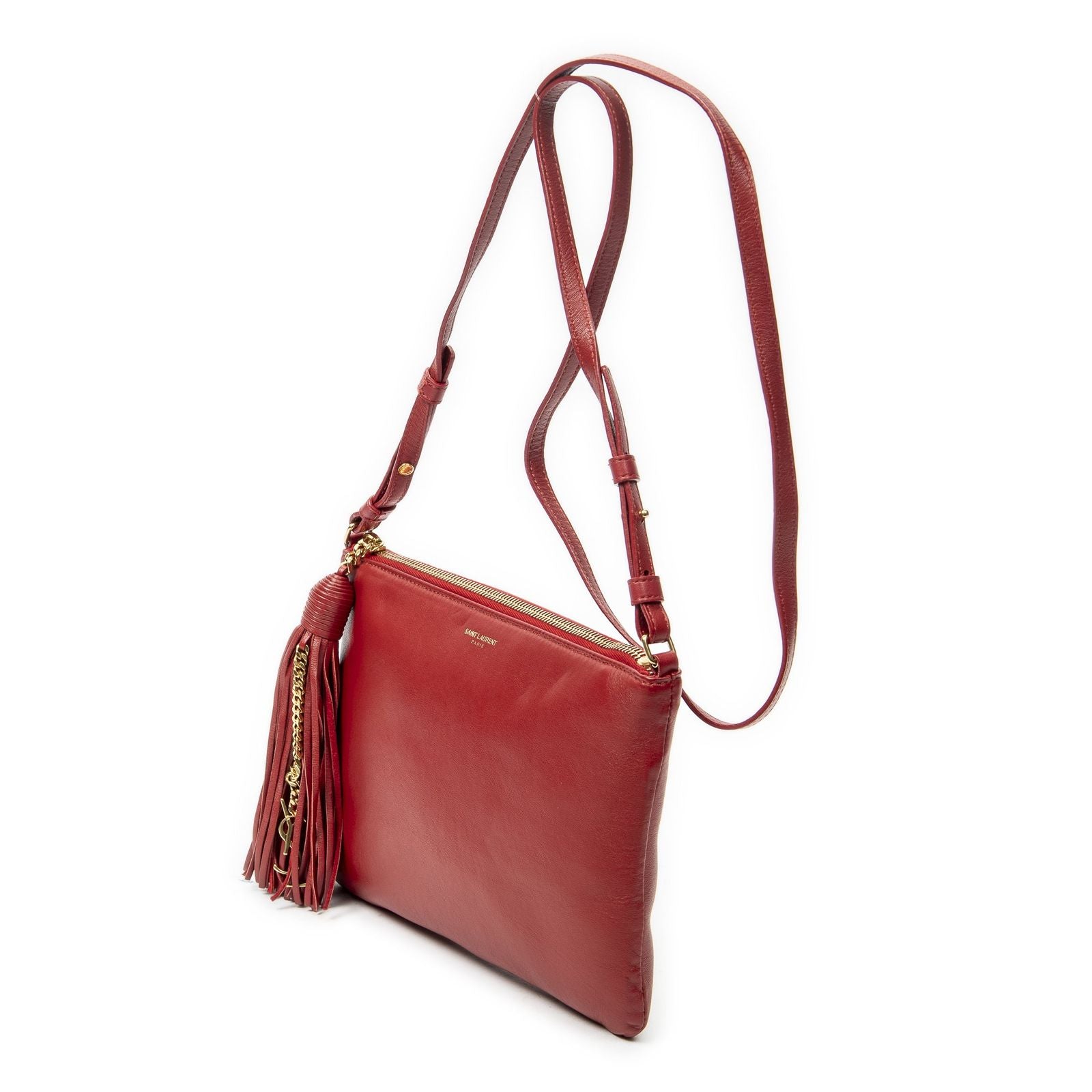 Saint Laurent Yves Teen Monogram Crossbody Red Calfskin Leather — view 2