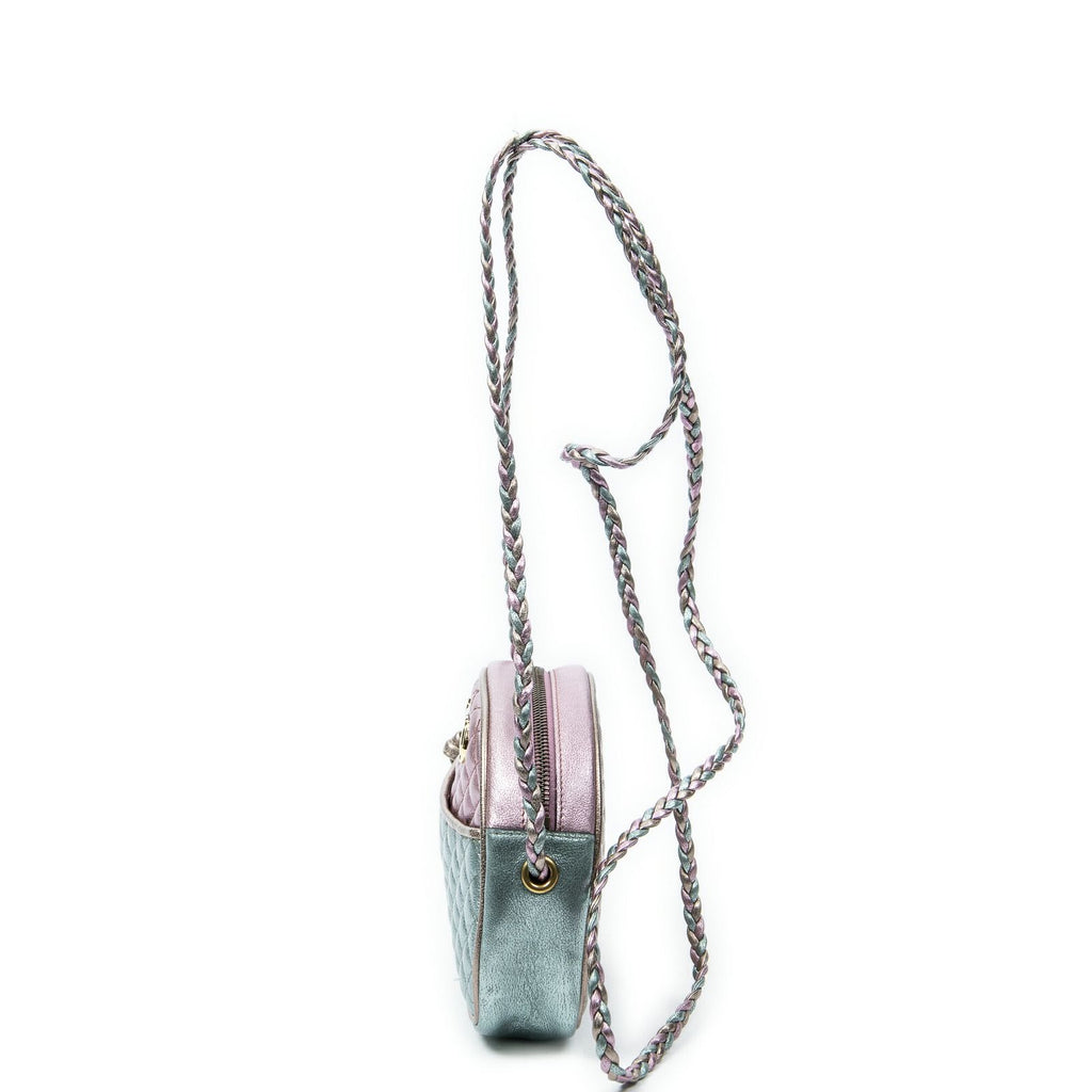Gucci Trapuntata Mini Camera Crossbody Light Pink Light Blue Matelasse Metallic — view 3