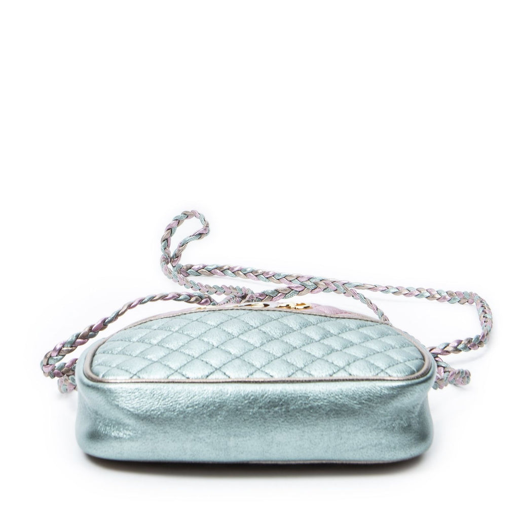 Gucci Trapuntata Mini Camera Crossbody Light Pink Light Blue Matelasse Metallic — view 6