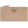 Prada Saffiano Triangle Leather Beige Fragment Case Wallet