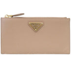 Prada Saffiano Triangle Leather Beige Fragment Case Wallet