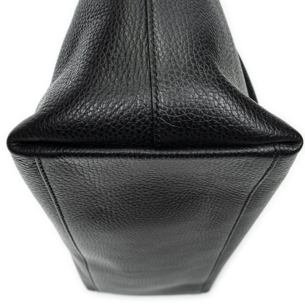 Gucci Large GG Charm Zip Tote Black Gray Calfskin Leather — view 7