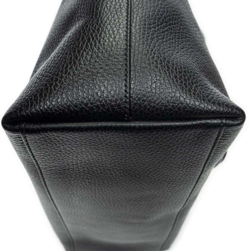 Gucci Large GG Charm Zip Tote Black Gray Calfskin Leather — view 8