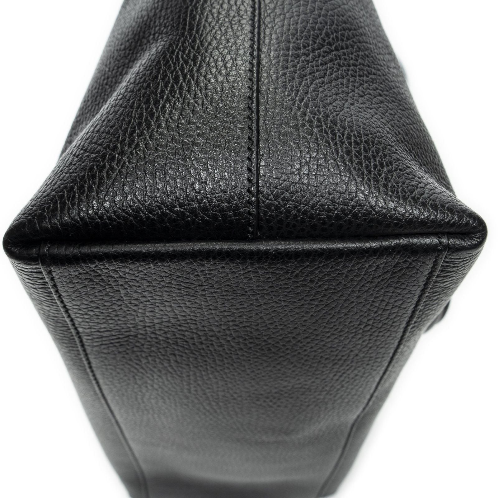 Gucci Large GG Charm Zip Tote Black Gray Calfskin Leather — view 8