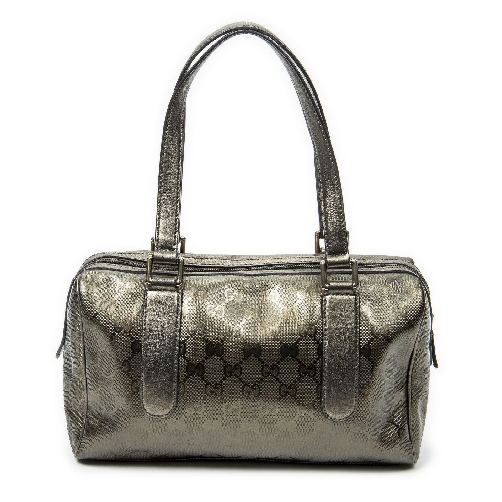 Gucci Small Shoulder Bag Metallic Blanc Zuguccissima Imprint Canvas — view 5