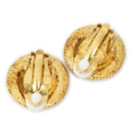 Chanel CC Logo Round Clip Type Earrings Gold Plated — view 2