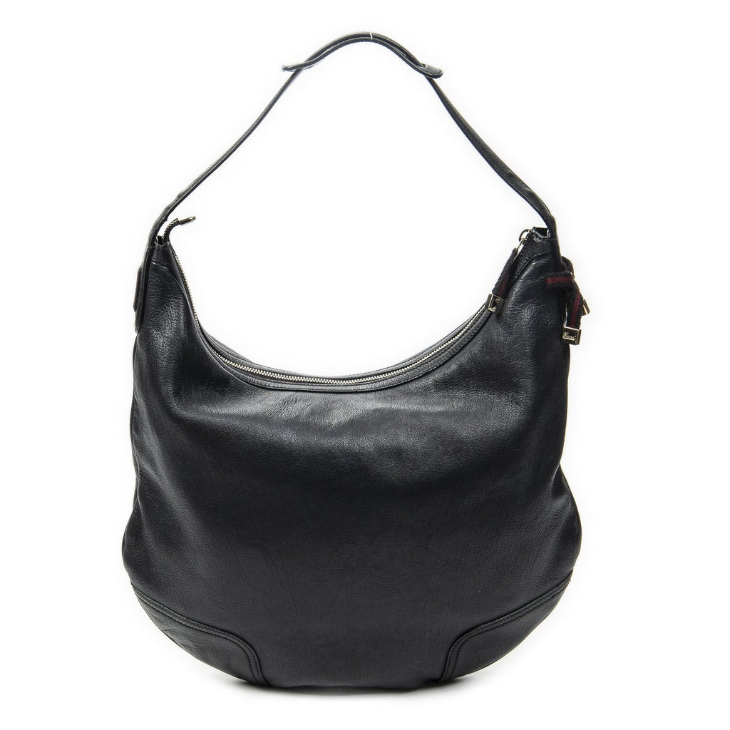 Gucci Large Web Prince Hobo Black Gray Calfskin Leather — view 5