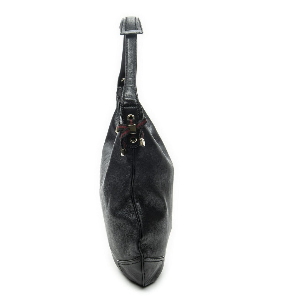 Gucci Large Web Prince Hobo Black Gray Calfskin Leather — view 4