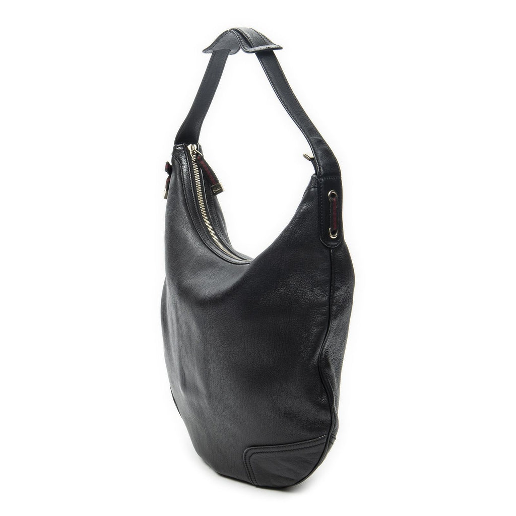 Gucci Large Web Prince Hobo Black Gray Calfskin Leather — view 2