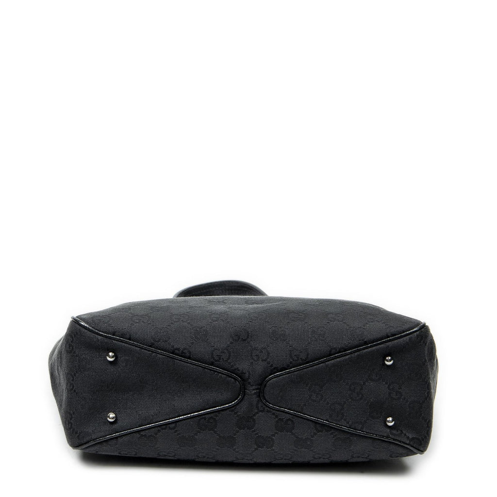 Gucci Small Shoulder Tote Black GG Canvas — view 6