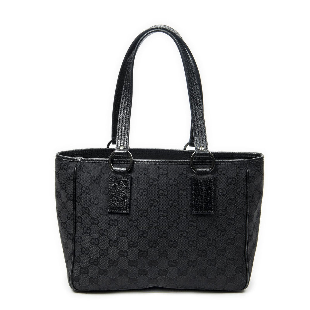 Gucci Small Shoulder Tote Black GG Canvas